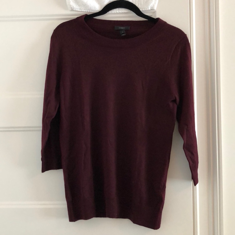 J Crew burgandy crew neck sweater.
